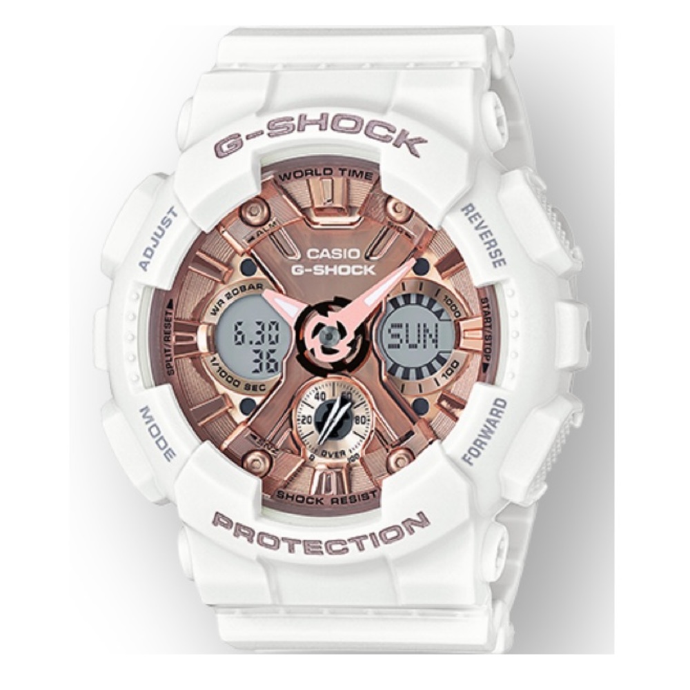 G-SHOCK S Series Watch White/Rose Gold GMAS120 NWT